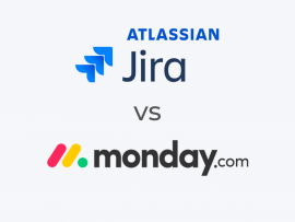 The Jira and monday logos.