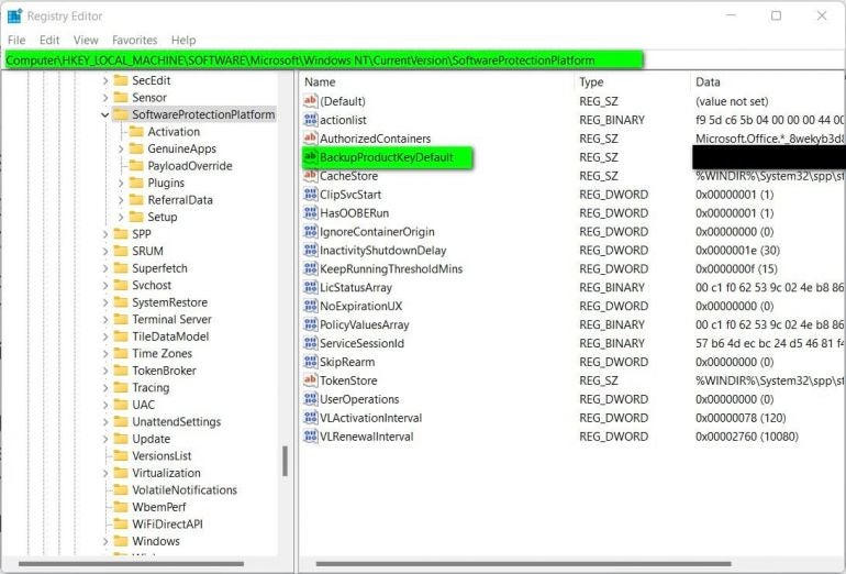 Registry Editor on Windows 11