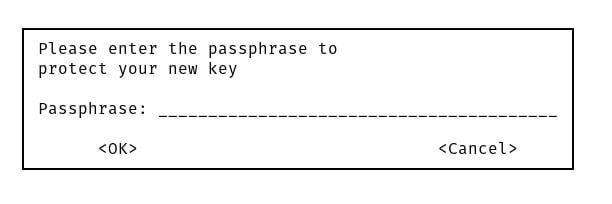 Giving our GPG key a passphrase—make it strong and unique.