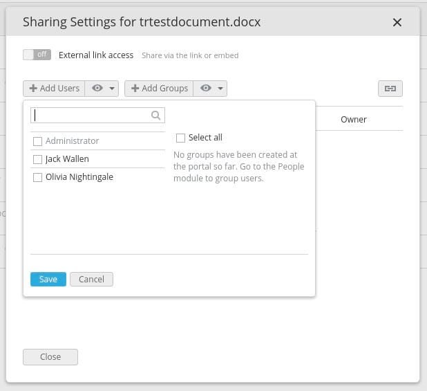 Adding collaborators to a document within ONLYOFFICE.