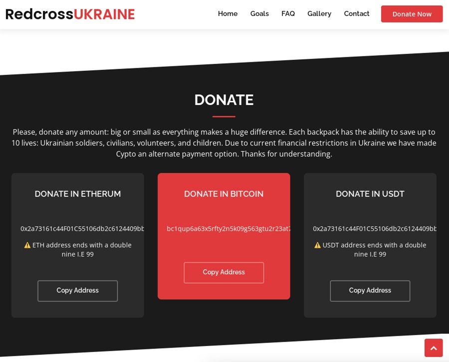 Ukraine donation scam Red Cross.