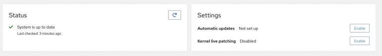 Enabling kernel live patching is now handled with a single click from within Cockpit.