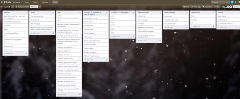 Board view of my workspace displaying how cards work in Trello.