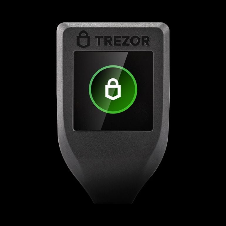 Trezor Model T crypto hardware wallet.