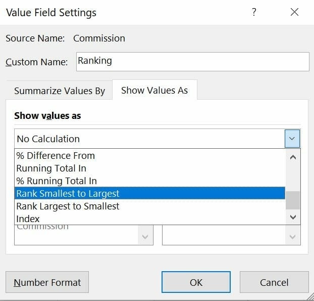 Add a ranking column to the PivotTable.