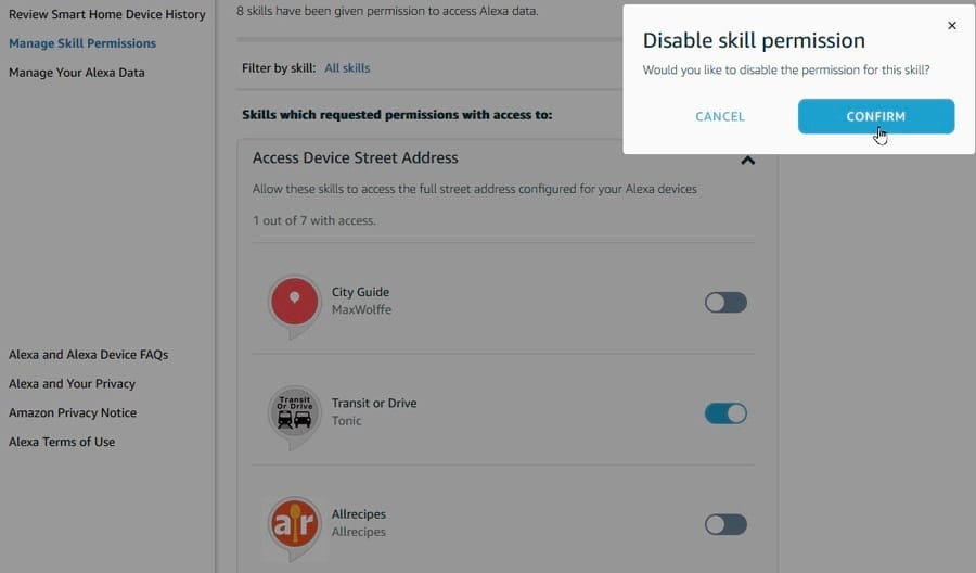 You can also disable specific skills on Alexa.