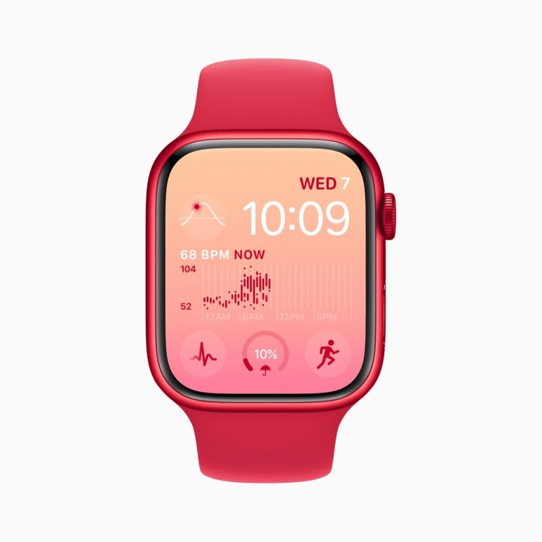 Apple Watch showing a personalized face.