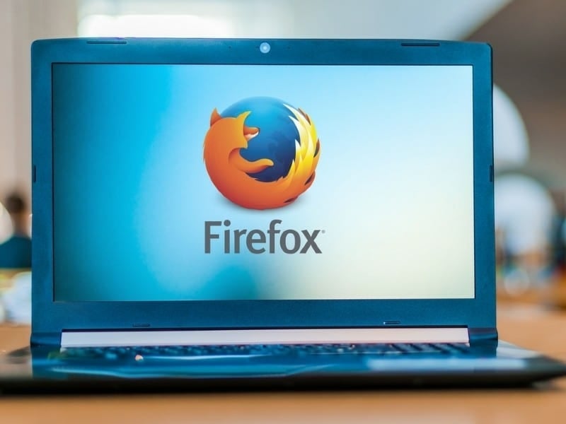 Laptop computer displaying logo of Firefox