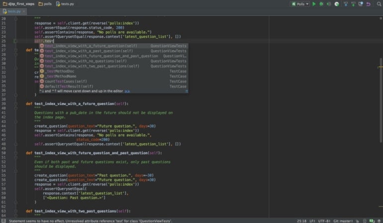 PyCharm code editor interface in dark mode