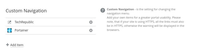 I've already added custom navigation for TechRepublic and my Portainer instance.