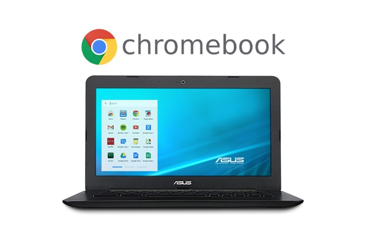 chromebook laptop with chromebook logo above it