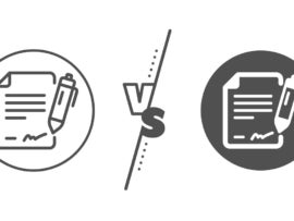 signing a document icon using a black outline and signing a document icon with a white outline and black fill