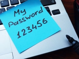A bad password written on a paper with marker.