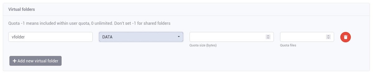 add a new virtual folder to sftpgo.