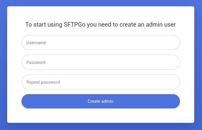 Create an admin account in sftpgo