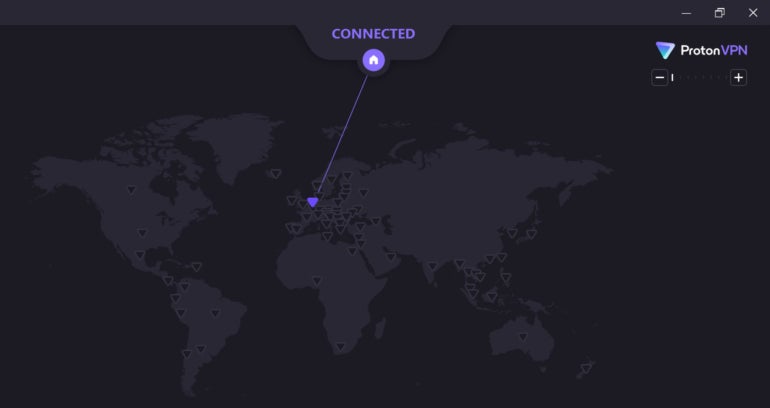 Proton VPN's in-app map.