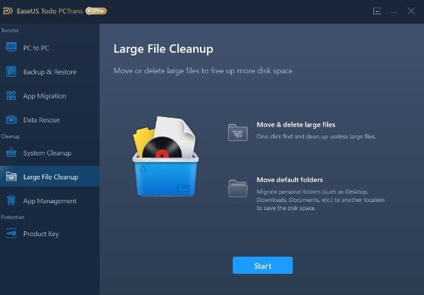 Large File Cleanup start screen