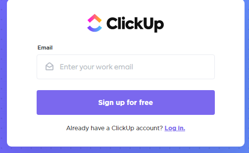ClickUp sign in pop-up