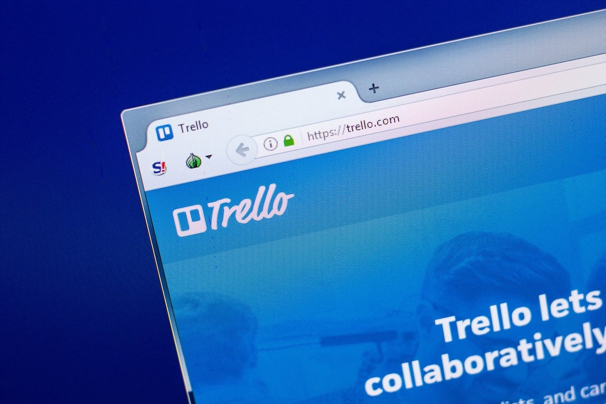 Ryazan, Russia - April 29, 2018: Homepage of Trello website on the display of PC, url - Trello.com.