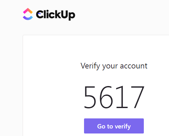 ClickUp verification code