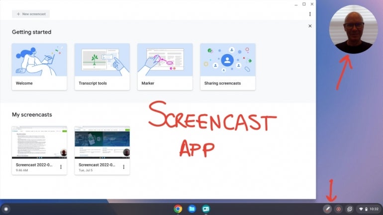 Screencast options with SCREENCAST APP written in red over it