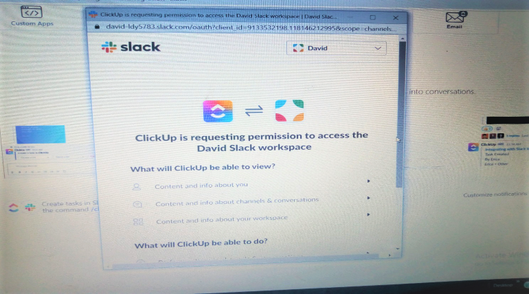 Slack permissions request