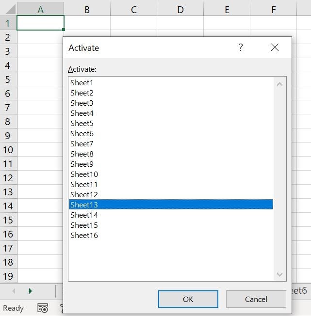 Activate menu in Excel.
