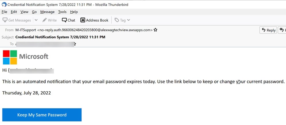 Phishing email example. 