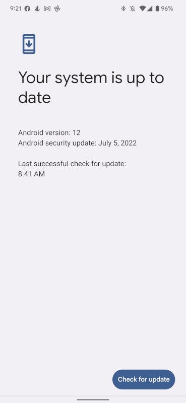 System update menu on an Android device.