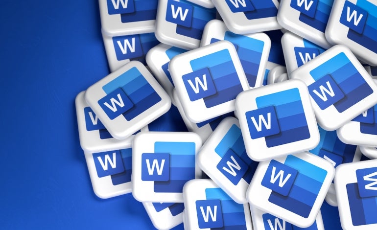 A pile of the Microsoft Word logo on tiles.