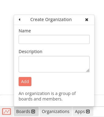 Create organization menu screenshot