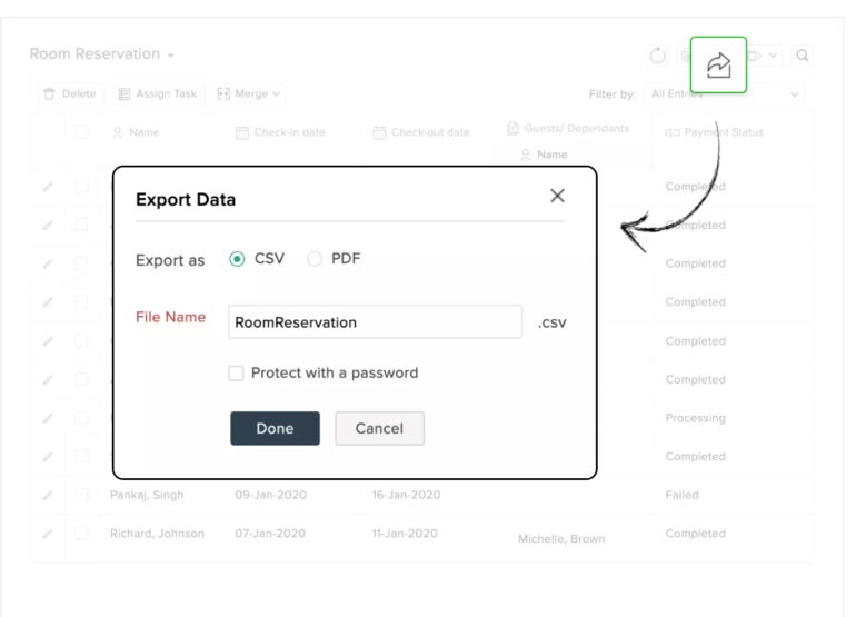 Zoho Forms export data.