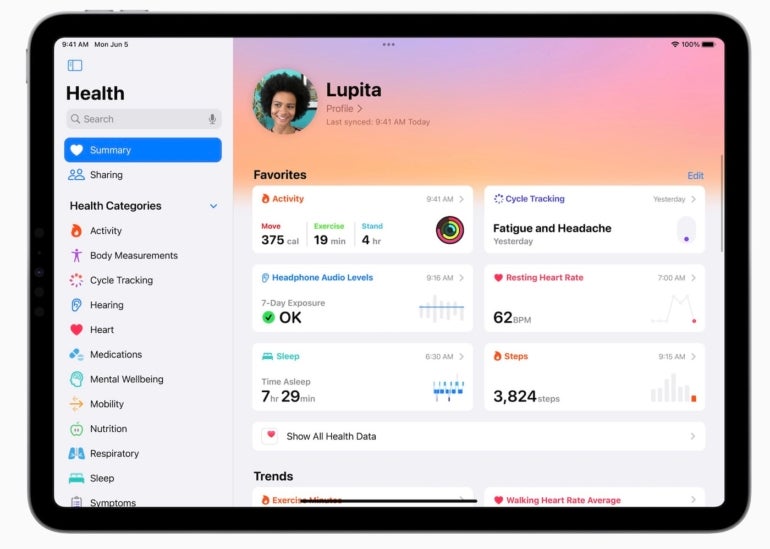 The Health app makes its first time debut in iPadOS in version 17, allowing for visualizing and comparing health data like never before.