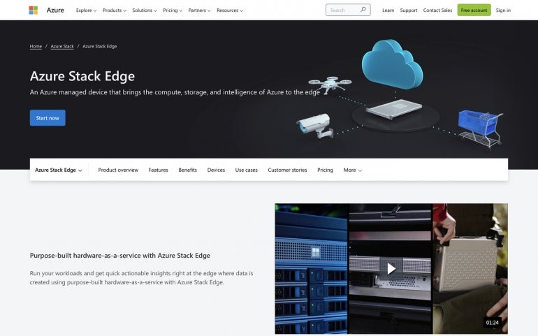 Azure Stack Edge website landing page