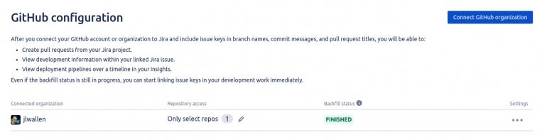 We've successfully integrated a GitHub repository into Jira.