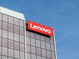 Markham, Ontario, Canada - May 21, 2018: Sign of Lenovo at Lenovo Canada head office near Toronto in Markham. Lenovo is a Chinese technology company with headquarters in Beijing, China.
