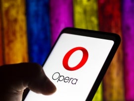 December 21, 2021, Brazil. In this photo illustration the Opera logo seen displayed on a smartphone.