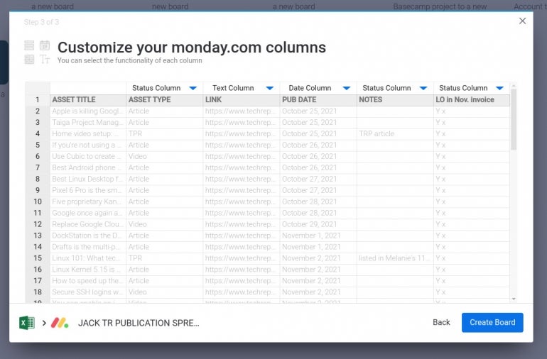 One more click and your data will be imported into monday work management.