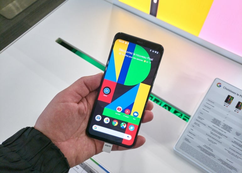Google Pixel 4 phone in a hand