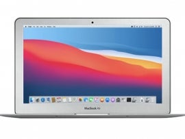 2015 macbook air with a blue and orange desktop background