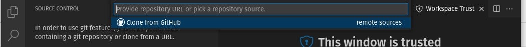 The VS Code source control address bar is where you paste the URL for your repository