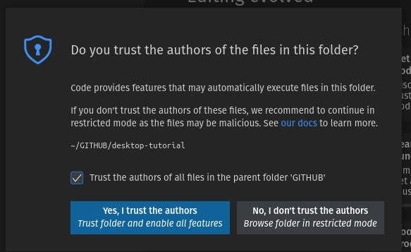 Authorizing trust for the repository authors