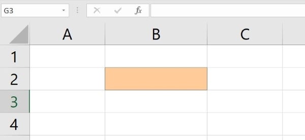 close up of an Excel spreadsheet with the cell B2 filled in orange