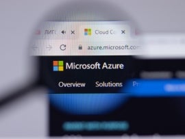 New York, USA - 26 April 2021: Microsoft Azure logo close-up on website page, Illustrative Editorial.