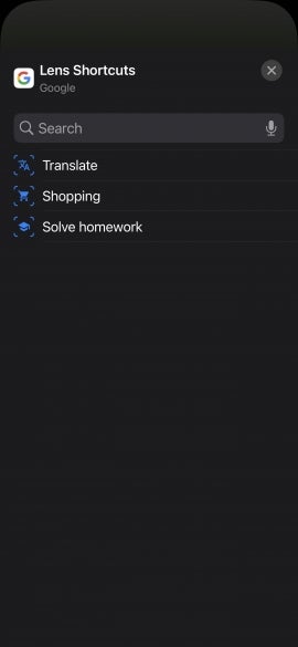 Customize the Lens Shortcuts widget to open directly to the feature you desire: translate, shopping or solve homework.