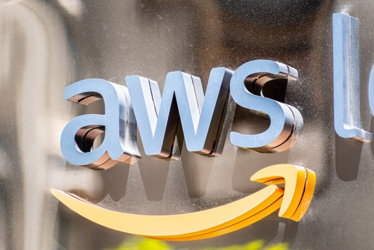 August 21, 2019 San Francisco / CA / USA - Close up of AWS sign at their offices in SOMA district; Amazon Web Services (AWS) is a subsidiary of Amazon that provides on-demand cloud computing platforms