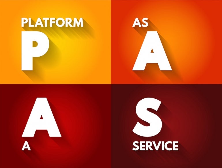 PAAS - Platform As A Service is a complete development and deployment environment in the cloud, acronym technology concept background