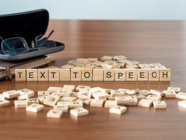 text to speech concept represented by wooden letter tiles