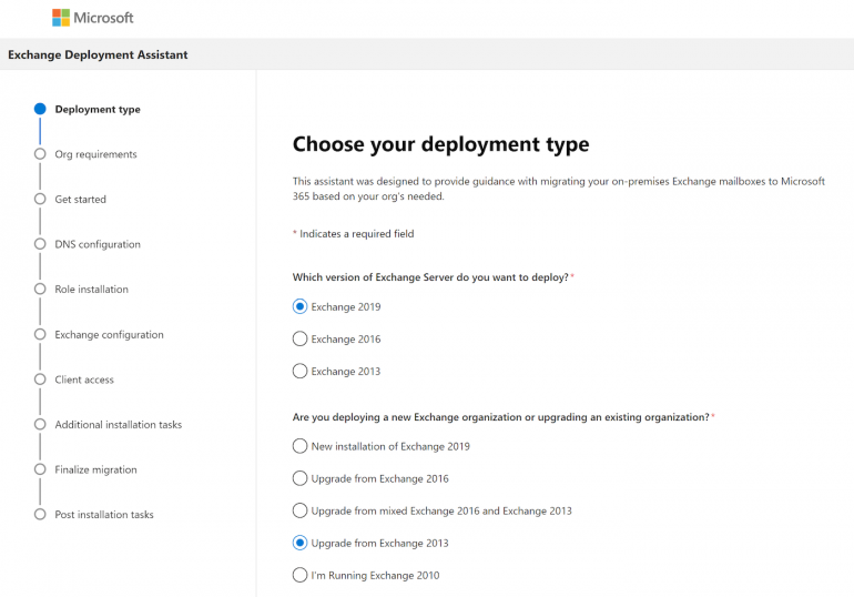 Use the Exchange Deployment Assistant to get a custom migration plan for your environment.