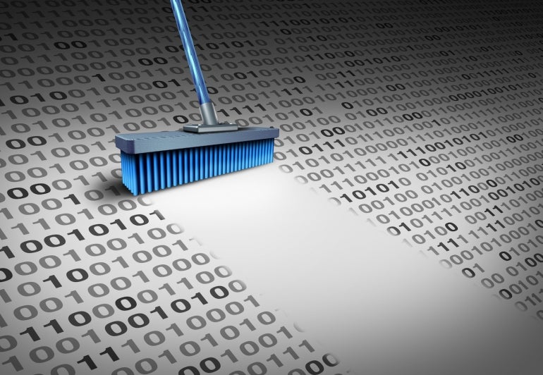 A mop cleansing a list of data.